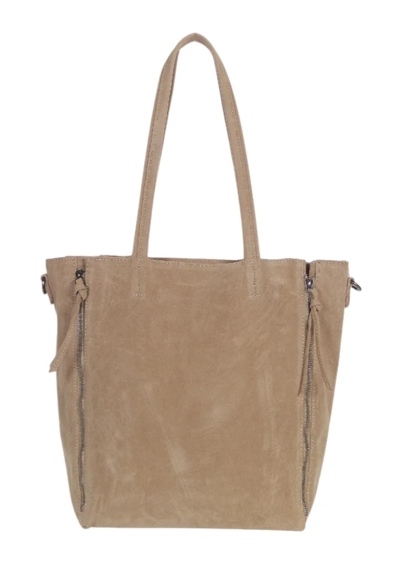 Torebka shopper PAOLO BAGS Italy – eko zamsz, 2w1, saszetka, pojemna, modna, A4