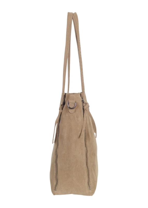 Torebka shopper PAOLO BAGS Italy – eko zamsz, 2w1, saszetka, pojemna, modna, A4