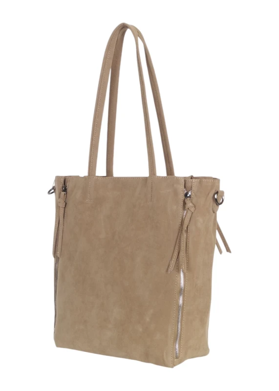 Torebka shopper PAOLO BAGS Italy – eko zamsz, 2w1, saszetka, pojemna, modna, A4