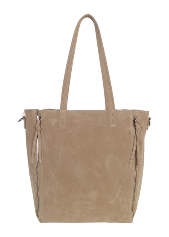 Torebka shopper PAOLO BAGS Italy – eko zamsz, 2w1, saszetka, pojemna, modna, A4