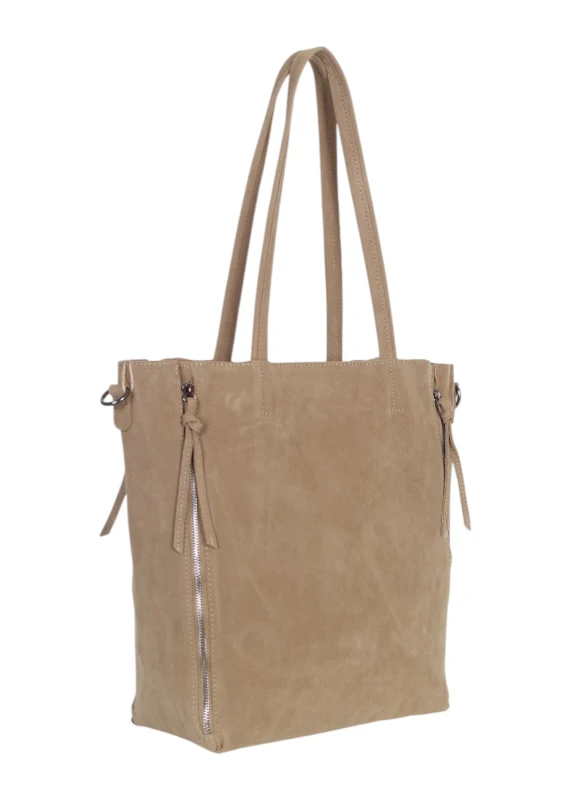 Torebka shopper PAOLO BAGS Italy – eko zamsz, 2w1, saszetka, pojemna, modna, A4