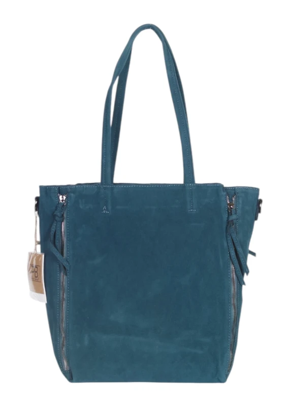 Torebka shopper PAOLO BAGS Italy – eko zamsz, 2w1, saszetka, pojemna, modna, A4