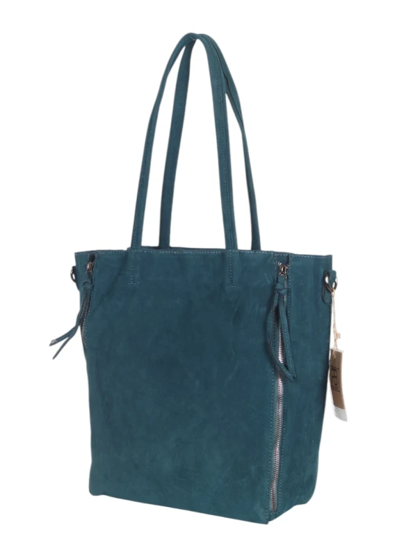 Torebka shopper PAOLO BAGS Italy – eko zamsz, 2w1, saszetka, pojemna, modna, A4