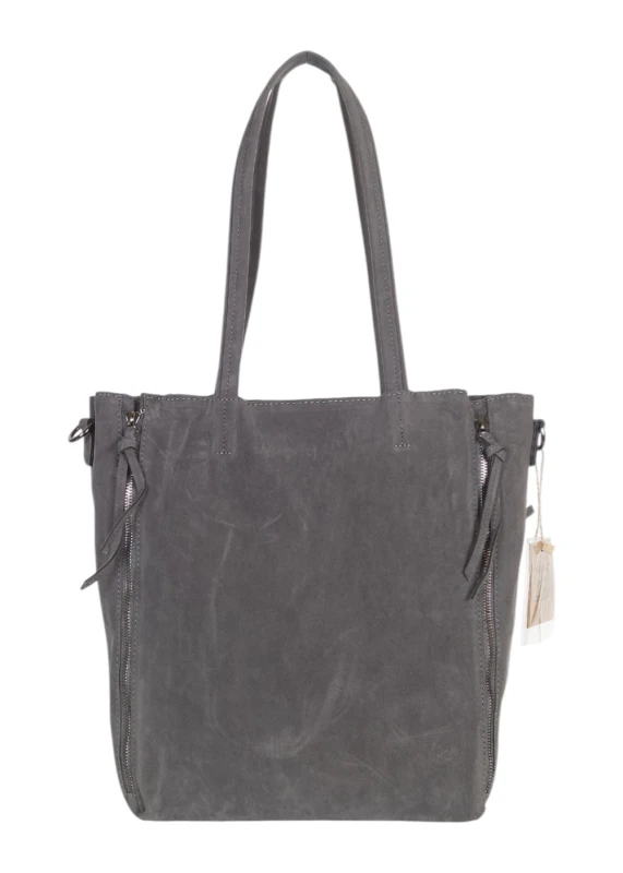 Torebka shopper PAOLO BAGS Italy – eko zamsz, 2w1, saszetka, pojemna, modna, A4