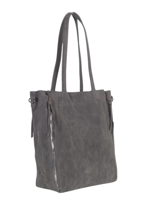 Torebka shopper PAOLO BAGS Italy – eko zamsz, 2w1, saszetka, pojemna, modna, A4