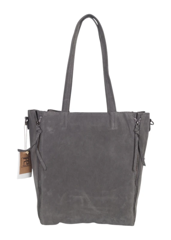 Torebka shopper PAOLO BAGS Italy – eko zamsz, 2w1, saszetka, pojemna, modna, A4