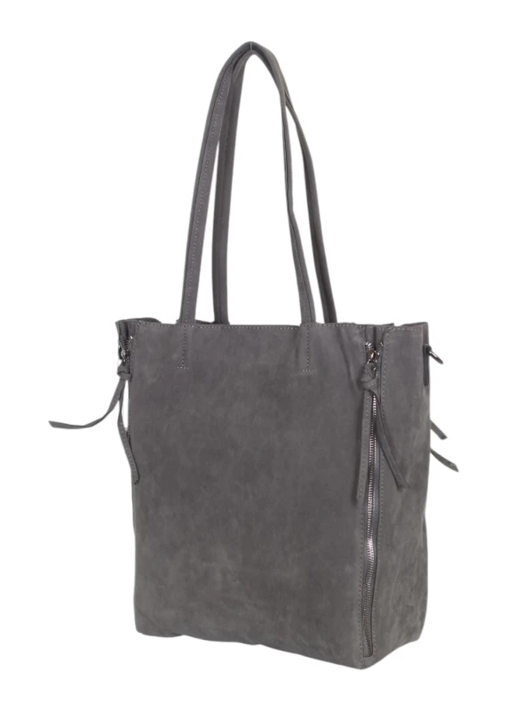 Torebka shopper PAOLO BAGS Italy – eko zamsz, 2w1, saszetka, pojemna, modna, A4