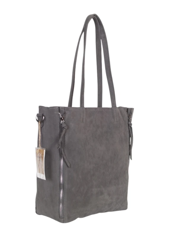 Torebka shopper PAOLO BAGS Italy – eko zamsz, 2w1, saszetka, pojemna, modna, A4