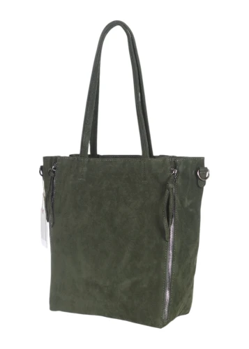 Torebka shopper PAOLO BAGS Italy – eko zamsz, 2w1, saszetka, pojemna, modna, A4 