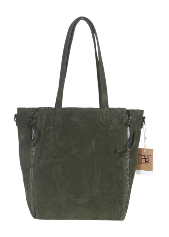 Torebka shopper PAOLO BAGS Italy – eko zamsz, 2w1, saszetka, pojemna, modna, A4