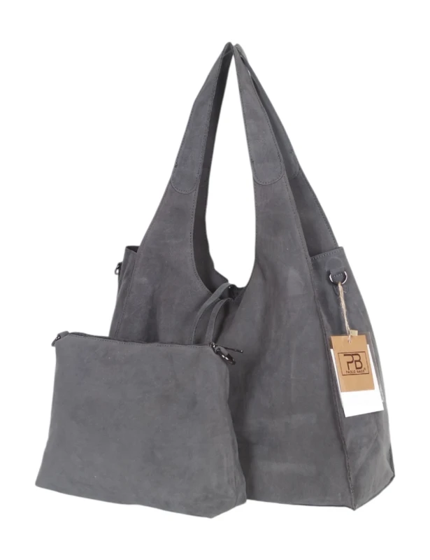 Torebka shopper Paolo Bags ITALY z eko zamszu 2w1 z saszetką – modna, pojemna, elegancka