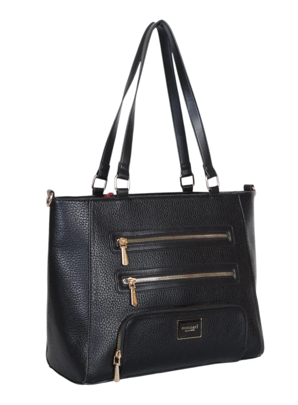 Monnari czarna torebka shopper z kieszonkami Rączki + pasek