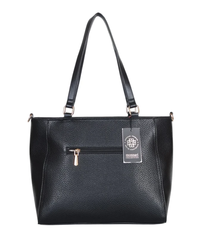 Monnari czarna torebka shopper z kieszonkami Rączki + pasek