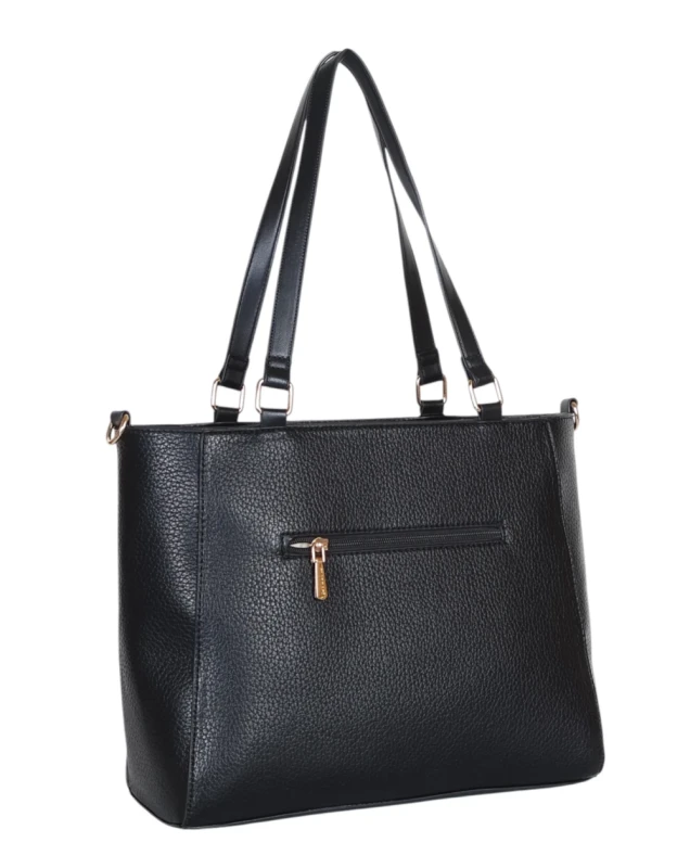 Monnari czarna torebka shopper z kieszonkami Rączki + pasek