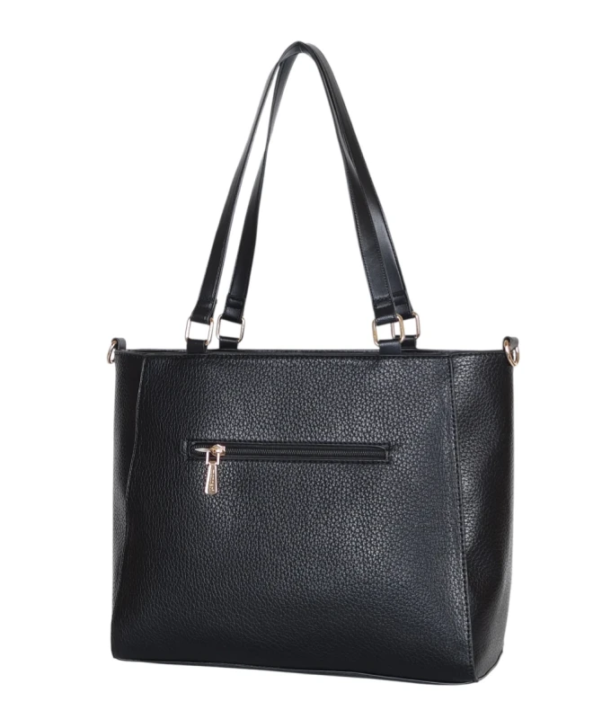Monnari czarna torebka shopper z kieszonkami Rączki + pasek