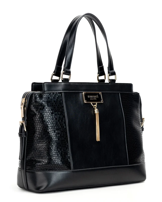 Czarna torebka Monnari Klasyczna Elegancka Do ręki i na ramię