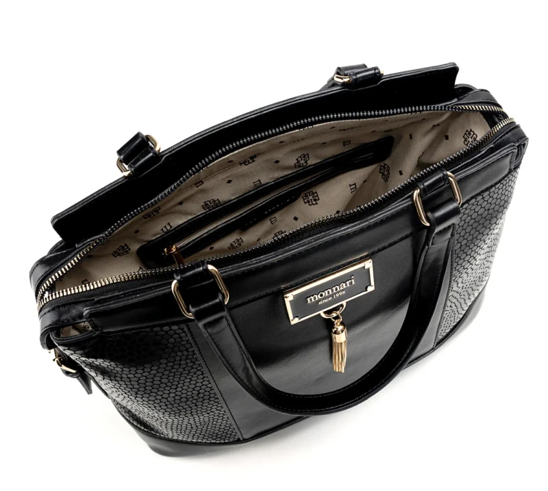 Czarna torebka Monnari Klasyczna Elegancka Do ręki i na ramię