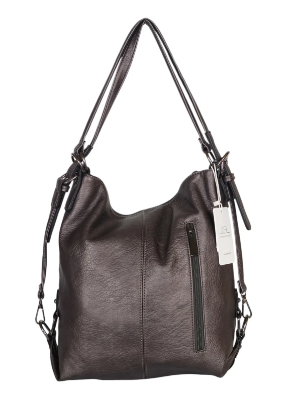 Torbo plecak damski 2w1 – metaliczny elegancki torebko plecak A4 ze skóry ekologicznej