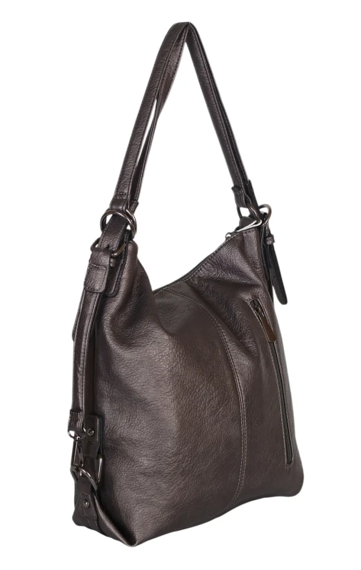 Torbo plecak damski 2w1 – metaliczny elegancki torebko plecak A4 ze skóry ekologicznej