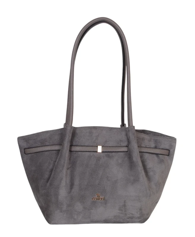 Torebka damska COVERI ITALY – modny kształt, elegancka zamszowa torba A4