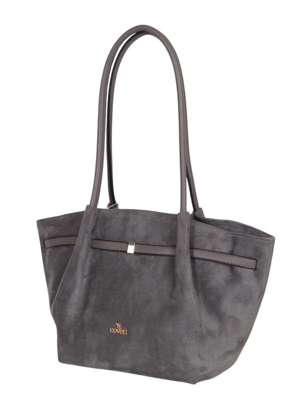 Torebka damska COVERI ITALY – modny kształt, elegancka zamszowa torba A4