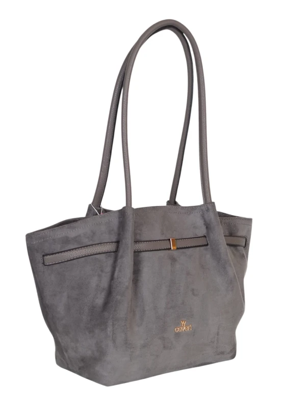 Torebka damska COVERI ITALY – modny kształt, elegancka zamszowa torba A4