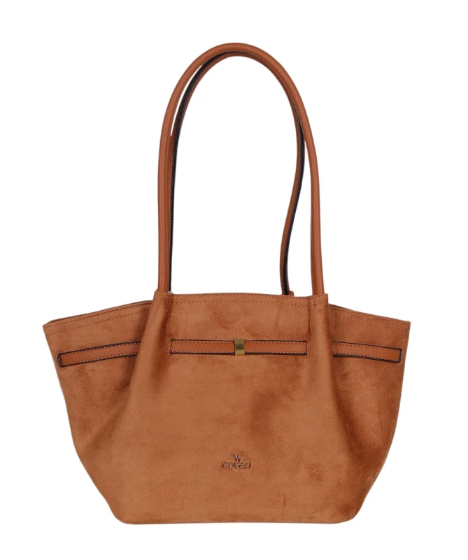 Torebka damska COVERI ITALY – modny kształt, elegancka zamszowa torba A4