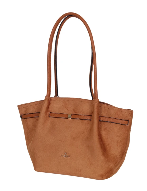 Torebka damska COVERI ITALY – modny kształt, elegancka zamszowa torba A4