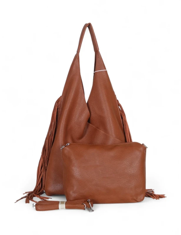 Torebka shopper COO&amp;COO Fashion Italy – duży shopper bag 2w1 z frędzlami