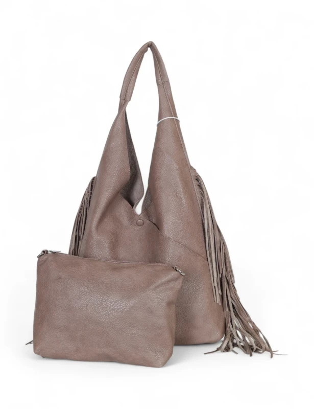 Torebka shopper COO&amp;COO Fashion Italy – duży shopper bag 2w1 z frędzlami