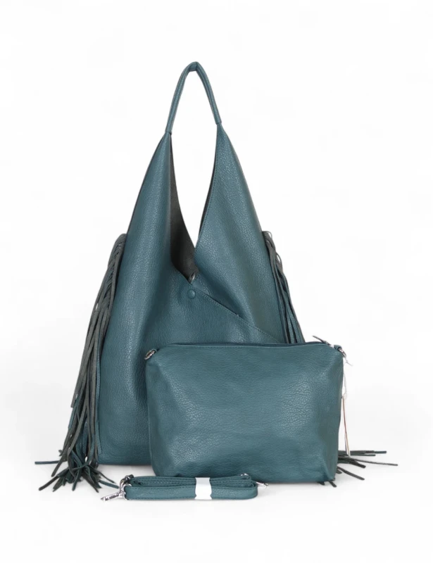 Torebka shopper COO&amp;COO Fashion Italy – duży shopper bag 2w1 z frędzlami