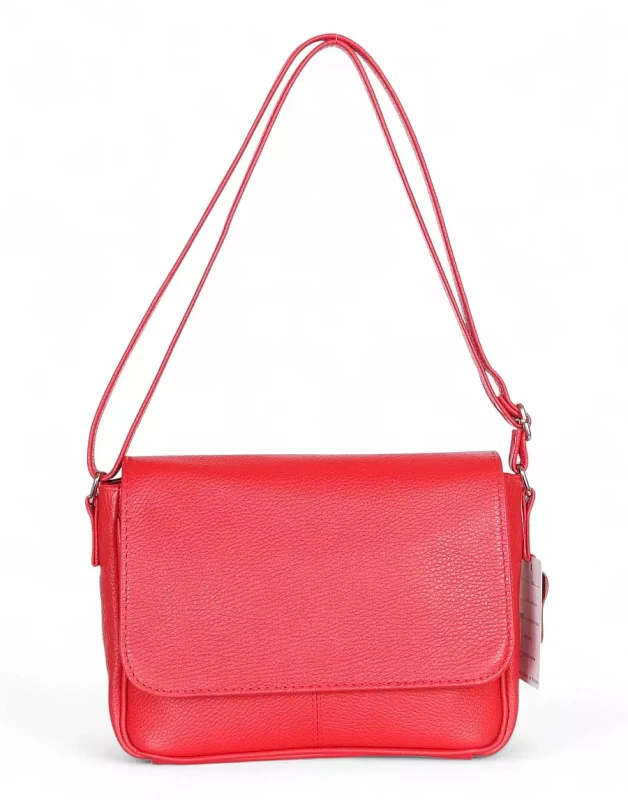 Vera Pelle – czerwona skórzana listonoszka z włoskiej skóry naturalnej