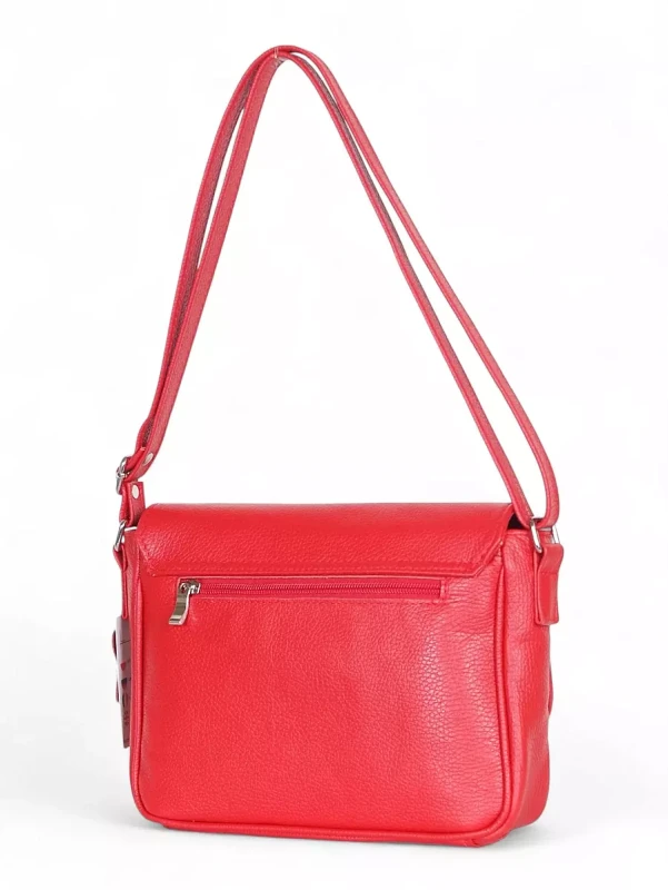 Vera Pelle – czerwona skórzana listonoszka z włoskiej skóry naturalnej