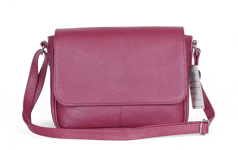 Vera Pelle – skórzana listonoszka z włoskiej skóry naturalnej Amarant