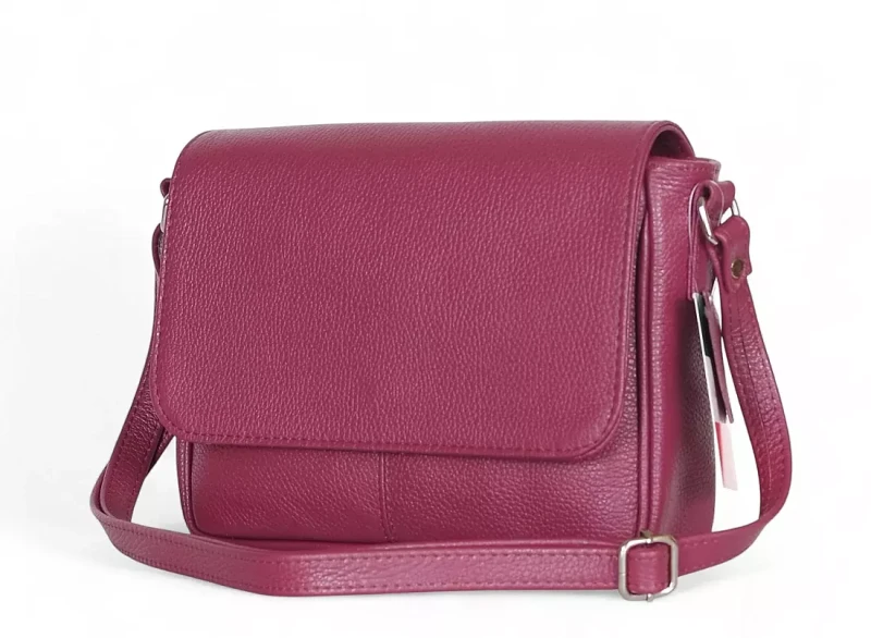 Vera Pelle – skórzana listonoszka z włoskiej skóry naturalnej Amarant