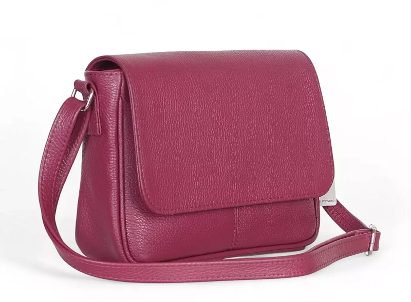 Vera Pelle – skórzana listonoszka z włoskiej skóry naturalnej Amarant