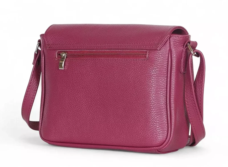 Vera Pelle – skórzana listonoszka z włoskiej skóry naturalnej Amarant