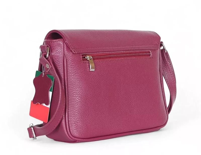 Vera Pelle – skórzana listonoszka z włoskiej skóry naturalnej Amarant