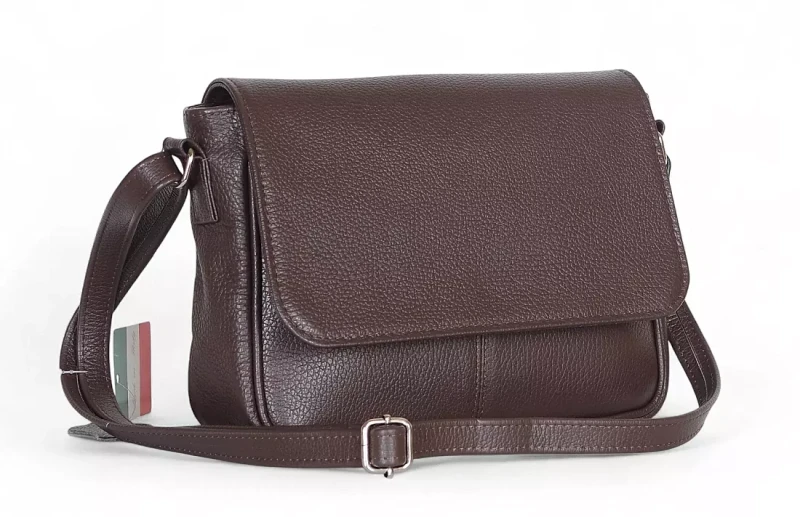 Vera Pelle – brązowa skórzana listonoszka z włoskiej skóry naturalnej