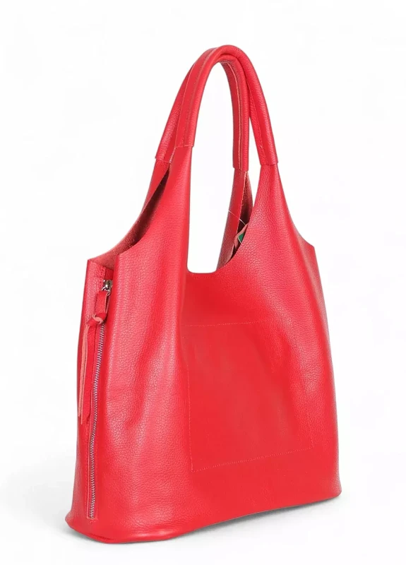 VERA PELLE Włoska skórzana torebka shopper 2w1 Skóra naturalna