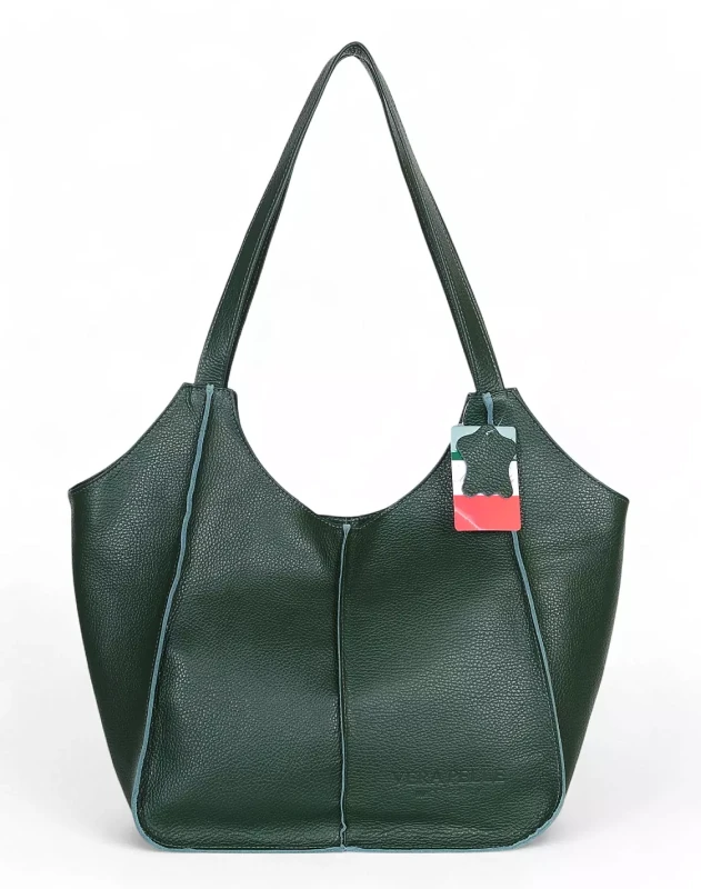 Zielona torebka skórzana A4 VERA PELLE – skóra naturalna