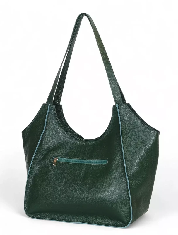 Zielona torebka skórzana A4 VERA PELLE – skóra naturalna