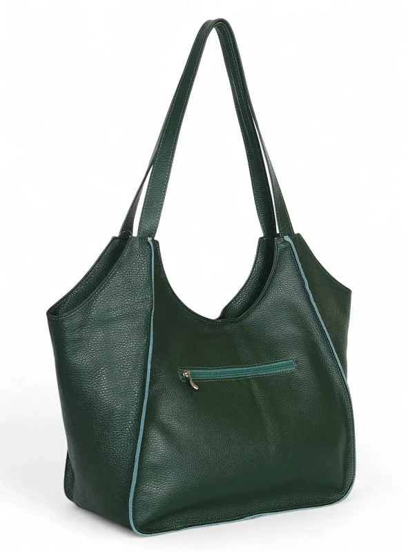 Zielona torebka skórzana A4 VERA PELLE – skóra naturalna