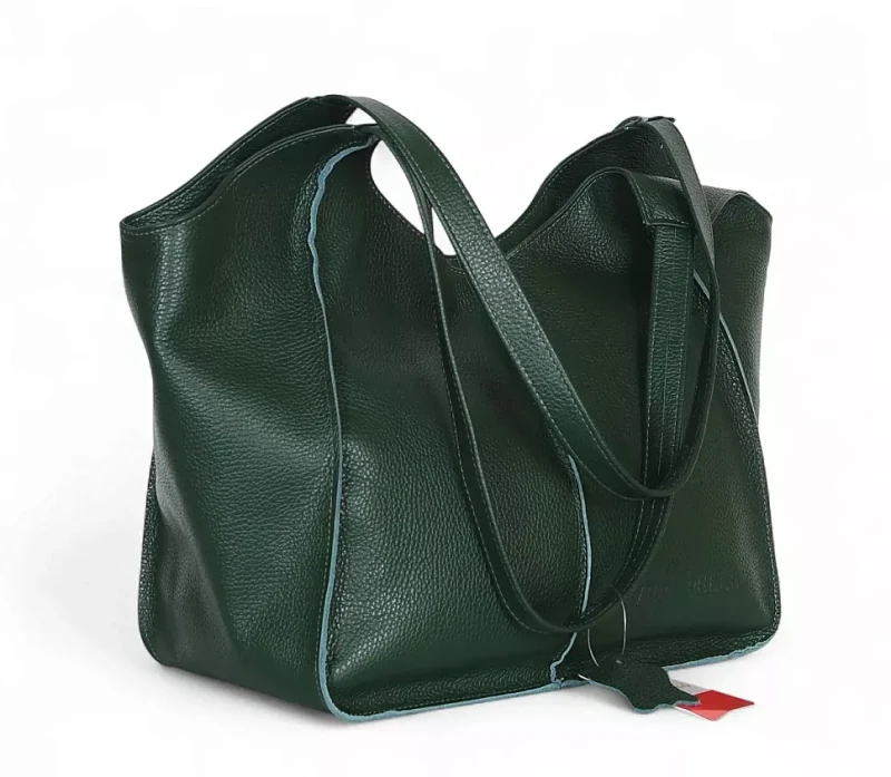 Zielona torebka skórzana A4 VERA PELLE – skóra naturalna