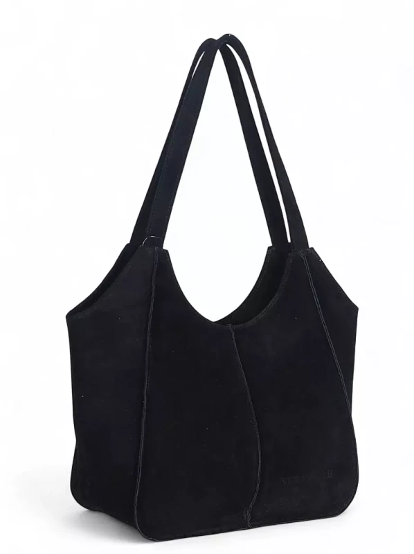 Duża torebka zamszowa Vera Pelle – shopper z naturalnego włoskiego zamszu A4