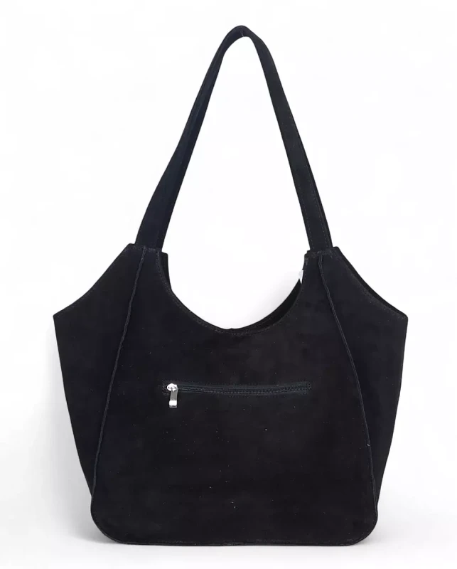 Duża torebka zamszowa Vera Pelle – shopper z naturalnego włoskiego zamszu A4