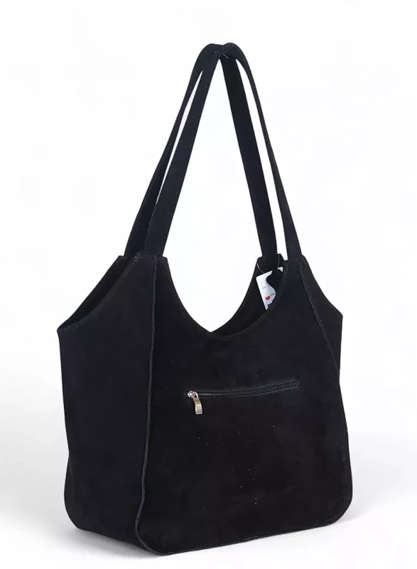 Duża torebka zamszowa Vera Pelle – shopper z naturalnego włoskiego zamszu A4