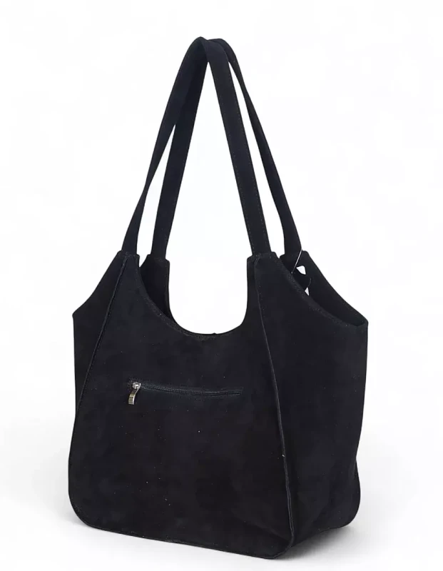 Duża torebka zamszowa Vera Pelle – shopper z naturalnego włoskiego zamszu A4