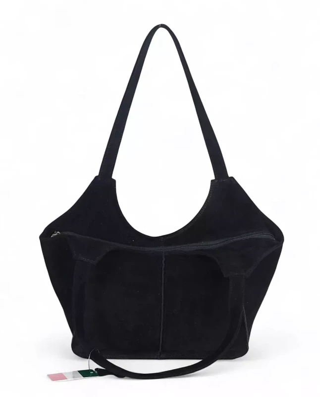 Duża torebka zamszowa Vera Pelle – shopper z naturalnego włoskiego zamszu A4