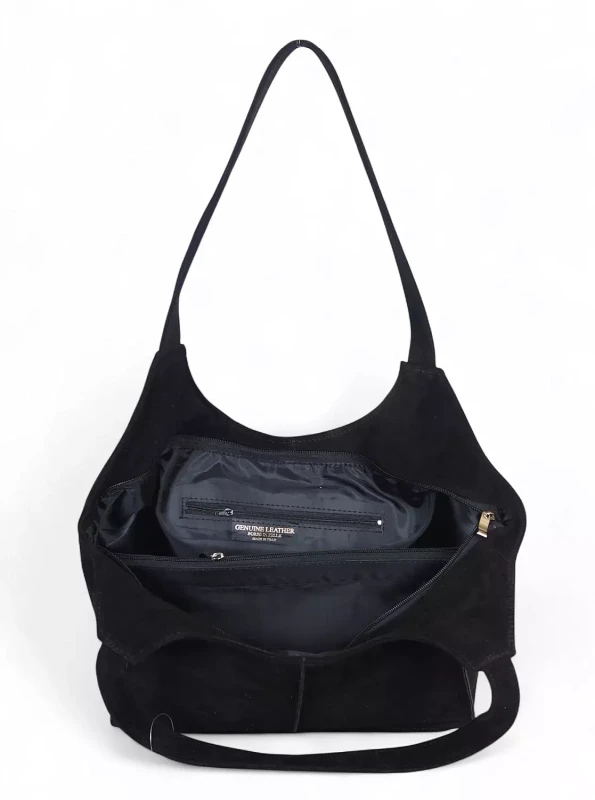 Duża torebka zamszowa Vera Pelle – shopper z naturalnego włoskiego zamszu A4